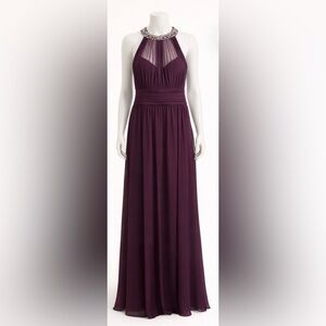 Xtraordinary Deep Plum Halter Maxi Dress